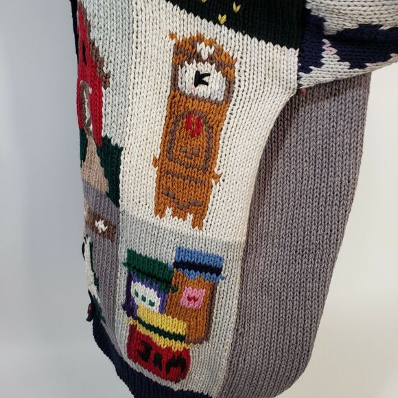 Vintage 1989 The Eagle's Eye Cotton Sweater Cardigan America Farm Medium Flag - Picture 8 of 12